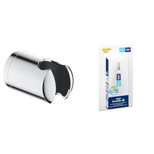 GROHE Vitalio, Standard Duschkopfhalter mit Kleber, ohne Bohren (für alle Standard Handbrausen geeignet, zum Kleben oder Bohren, inkl. Schrauben & Dübel, belastbar mit bis zu 20kg), chrom, 27958001