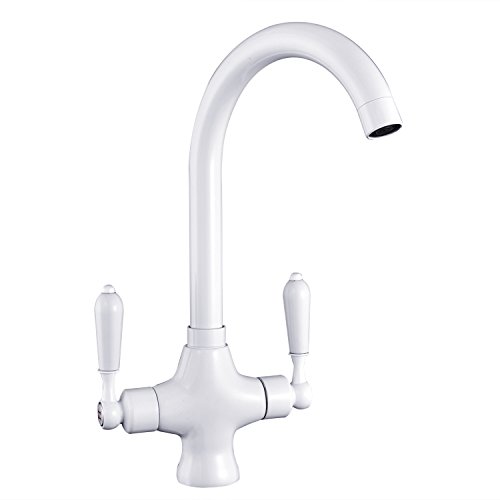 Funime Grifo de cocina de doble mando, blanco, Kitchen Taps-White
