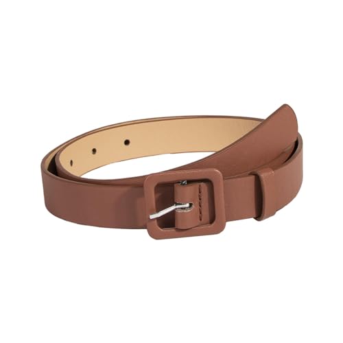 Women PU Leather Belt Square Buckle Casual Dress Belt Waistband for Dresses Jeans Coats 39.37inch- Brown