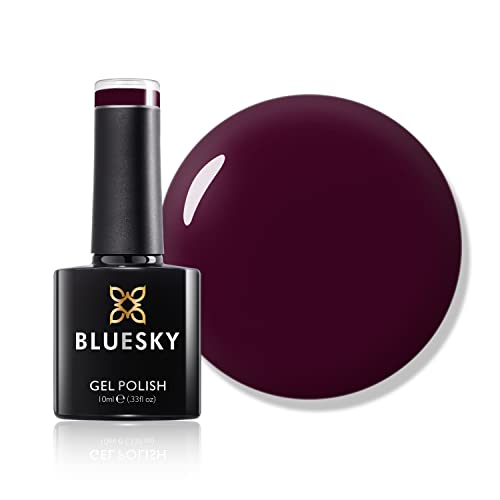 Bluesky Esmalte de uñas de gel, granate oscuro, A072, morado oscuro, larga duración, resistente a las astillas, 10 ml (requiere secado bajo lámpara UV LED)