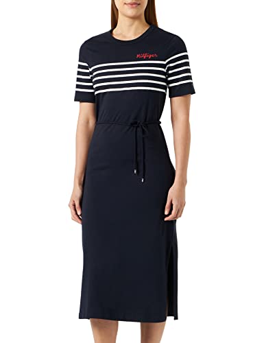 Tommy Hilfiger Damen T-Shirt Kleid Baumwolle, Mehrfarbig (Breton Stripes...