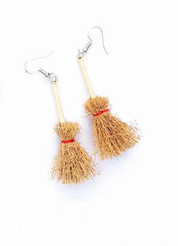 Miniature Witches Broom Earrings for Women, Halloween, Hocus Pocus