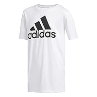 adidas Boys' Short Sleeve AEROREADY Performance Logo Tee T-Shirt, White, Small