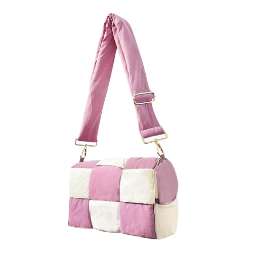 Image of Shoulder Bag Lightweight Puffer Tote Crossbody Bag Handwoven for Women | waterproof nylon, durable, soft padded texture, versatile for travel, work, weekend, everyday, adjustable strap