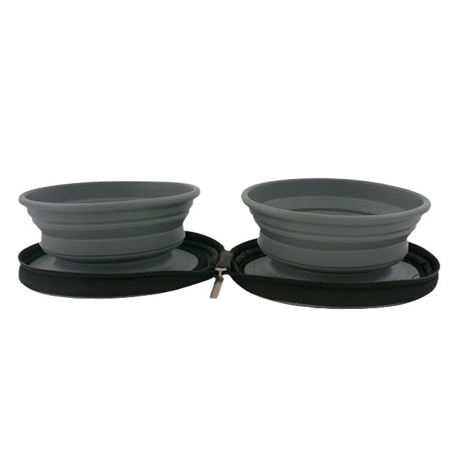 Collapsible Twin Dog Bowls with Travel case | Easy to Clean Portable pet Water and Food Bowl While Walking Camping or Travelling for Pets and Puppy (B0D41XGW7R) Amazon Price History, Amazon Price Tracker