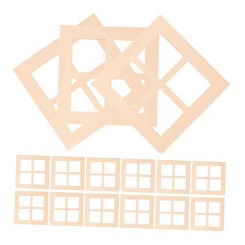 Kisangel 15piezas Mini Modelos De Muebles Ventanas Cuadradas De Madera Decoración De Muebles para Casa De Muñecas Modelo De Ventana para Casa De Muñecas Adorno De Micropaisaje