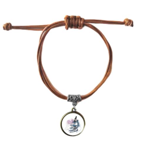 Microscope bracelet cuir corde ensemble double pour couple et amateur de chimie