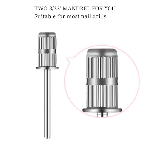 OMBRISA Schleifhülsen Nagelfräser 100 Stk., 180er Schleifkappen Pink, Nagelfräser Nagelfräsen-Schleifbänder mit 2 Stk. 3/32” Nagelfräsen-Bits und Aufbewahrungsbox für Nagelstudio-Zubehör