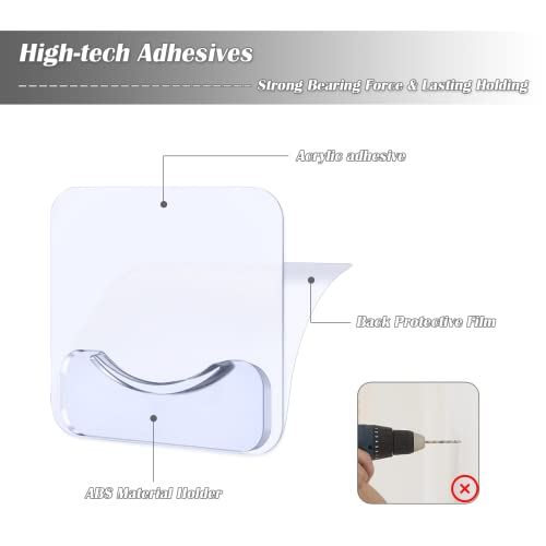 Prebene Adhesive Shower Curtain Rod Holder, Invisible Wall Mount Holder For Curtain Rod, No Drilling | Rod Retainer, Transparent Tension Curtain Rod Holder, 4 Pack(Rod Not Included) #TOP3