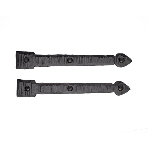 2 Pack 6 inch Faux Decorative Strap Hinge Black Decorative Strap Hinge Wrought Iron Strap Barn Door Strap Hinges Wrought Iron Hinges Shutter Hinges The Colonial Series by Borderland Rustic Hardware