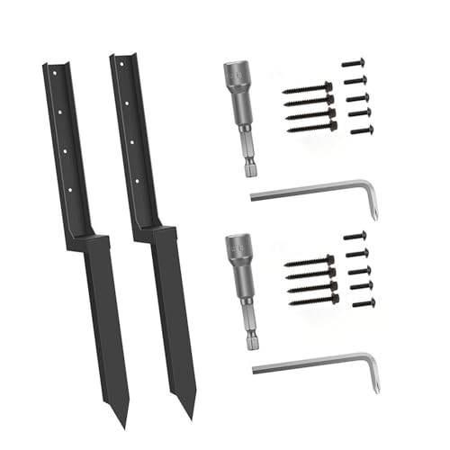 Estacas de reparación de postes de valla de acero resistente con anclajes de tierra, anclajes de fijación de tornillo, picos de tierra para reparación de postes de refuerzo de madera