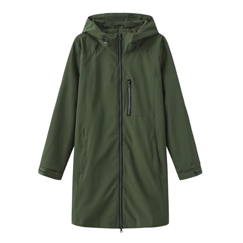 QATOBI Chaqueta Mujer Impermeable, Chaqueta Cortaviento con Capucha, Ideal para el Aire Libre Campamento Excursionismo(Green,3XL)