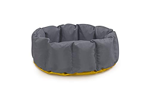 K9 Ballistics Deep Den Dog Bed (Small (24"x20"x8"), Pewter Grey Yellow Bottom)