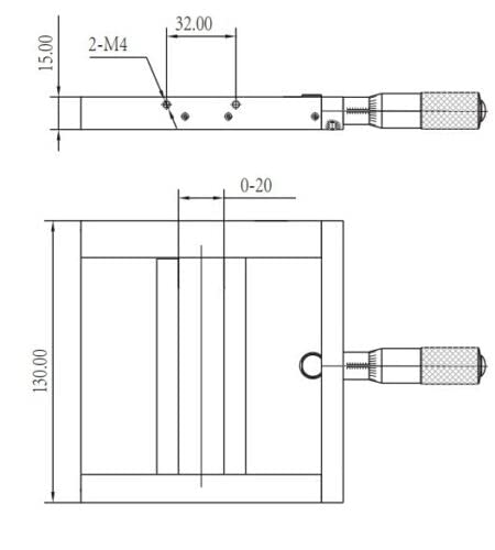 One-Way Micrometer Adjustable Optical Slit, Single Adjustable Slit 20mm