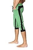 4-rth Men's Ultra-Flex Tri-Color Cuffed Yoga Pant (Small, Green w/Black & Black)