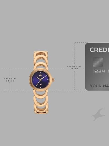 Image of Fastrack Vyb Bliss with Quartz Analog Navy Blue Dial Rose Gold Alloy Strap Watch for Girls - FV60131WM01W