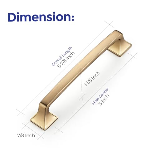 Image of Ravinte Champagne Bronze Square Foot Arch Cabinet Pulls 5 Inch 5 Pack