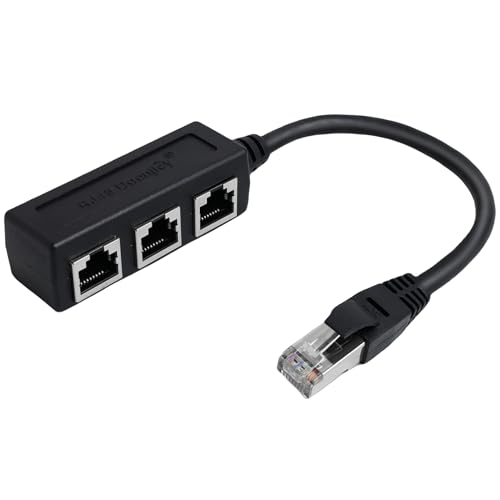 Ethernet Splitter, Duplicador Ethernet, Cable Divisor RJ45 1 Macho a 3 Hembra, Adaptador de Red RJ45, Cable de Extensión Acoplador para Cat5, Cat5e, Cat6