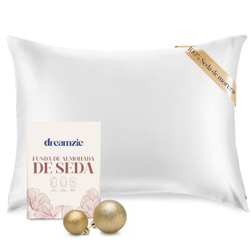 DREAMZIE Doble Cara 100% 19 mm Funda de Almohada de Seda Pura de moras para la Salud del Cabello y la Piel Funda, de Almohada con Cremallera Oculta, 1 Pieza, 40x80 cm, Perla