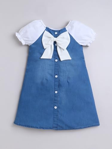 Image of Dresses for Kids Girls, Stylish Knee Length Once Piece Denim Frocks for Girls, Casual Dress for Summer & Special Occasion