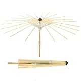 Parapluie en bambou fait main : la poignée est en bambou lisse et poli, sans aspérités, offrant une prise en main facile. décoration en papier huilé