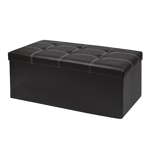 xupersodys 30 Inches Folding Storage Ottoman Bench, Faux Leather Footrest