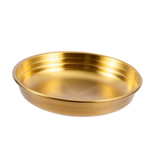 TOBBOMEY Plato para Condimentos de Acero Inoxidable Plato Aperitivo Versátil para Salsas y Especias Pequeño Estable para Cocina y Restaurante Color Dorado