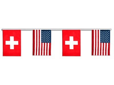 Guirlande d'amitié Suisse - USA de 6 m de long pour décoration festive binationale