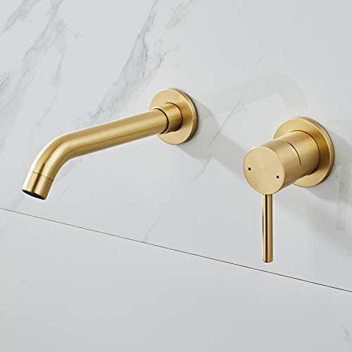 Robinet de lavabo en laiton brossé or chic pour eau chaude et froide