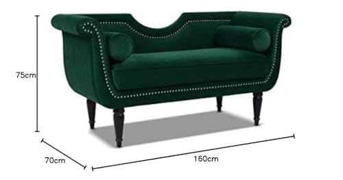 Image of Luxury Velvet 2 Seater Chaise Lounge Sofa - Tufted Chesterfield Modern Couch with Button Tufted Back Elegant Lounge Couch for Living Room, Bedroom, Office