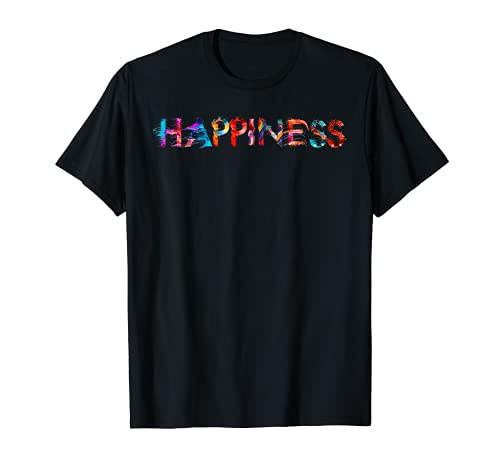 HAPPINESS Glück mit Schrift Kunst Kalligrafie Buchstabe T-Shirt