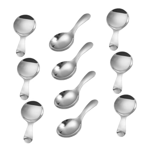 Homoyoyo 10 pezzi Cucchiai Mini da Dessert in Acciaio 304 con Manico Corto Cucchiaini Tondi per Gelato Zucchero Spezie e Condimenti Utensili Versatili per Cucina e Bar