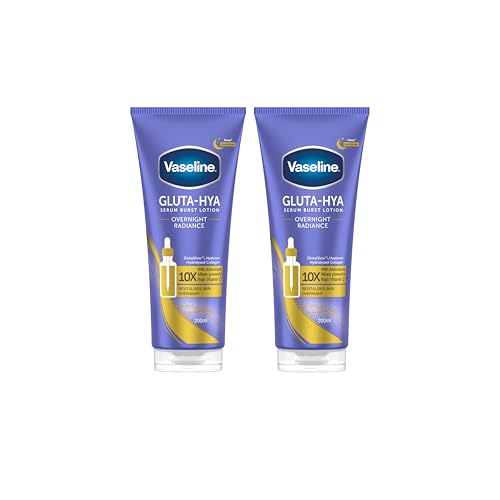 Vaseline Gluta-Hya Overnight Radiance, Lotion Hydratante Riche en Antioxydants, Soin Nuit, Texture Légère, Absorption Rapide, Peau Lisse et Repulpée,...