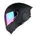 1Storm Motorcycle Modular Flip up Dual Visor Helmet Street Bike Sun Shield Full Face KT928: Matt Black + One Extra Clear Shield