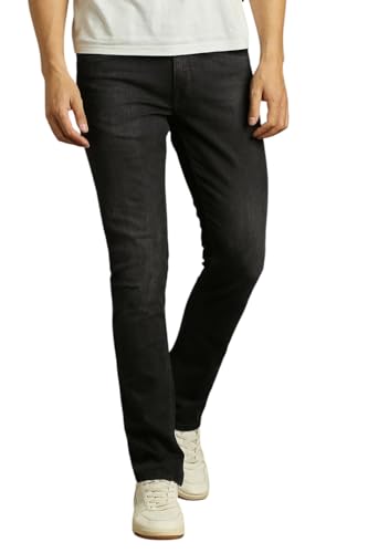 Image of Louis Philippe Men's Slim Fit Stretch Fabric for Comfort Premium Wash Aesthetic Authentic Twill and Durable Jeans