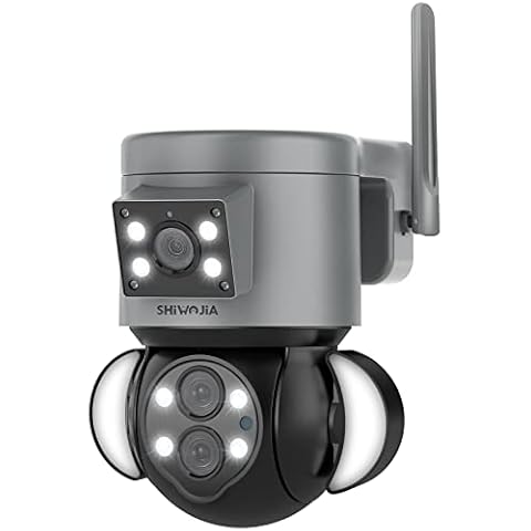 SHIWOJIA 【10X Optical Zoom 】 4MP Security Camera Outdoor, CCTV Camera Wireless Dual Lens Floodlight Camera, with Motion Detection, Two way audio, Color Night Vision, Remote Access Cover