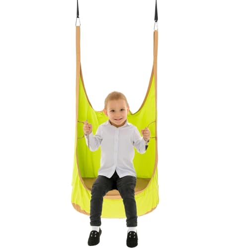 Teksome Silla oscilante para niños, cómoda hamaca para uso en exteriores, portátil, divertida silla de columpio sensorial con cojín para patio, hogar, viajes