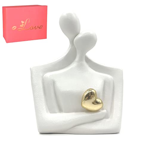 Xanadued Abstract Figure Statue Romantic Couple Hug Lovers Sculptures White Living Room Decorations Ceramic Art Sculpture For Modern Office Home Bathroom Desktop Ornaments #TOP3