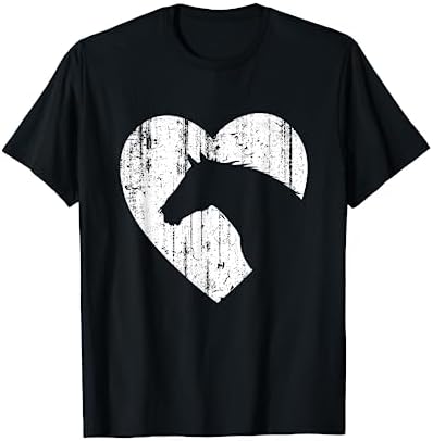 Horse Heart Silhouette For Cowgirl Equestrian Graphic Print T-Shirt