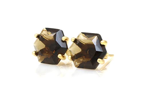 Boucles d'oreilles en quartz fumé fait main, bijoux d'exception en pierre gemme