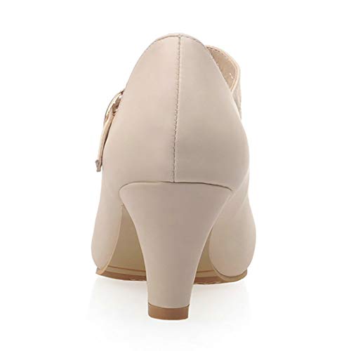 LUXMAX Womens Kitten Heel Mary Janes Ankle Strap Pumps Uniform Dress Shoes3