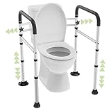 Jesosia Toilet Safety Rails for Seniors - Adjustable & Foldable Medical Toilet Safety Frame - Heavy Duty Stand Alone Toilet Handles Support for Elderly Disabled & Handicap - Fits Most Toilets (380 lb)