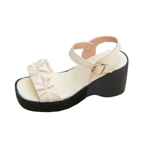 Sandales de plage femme bout poisson talon compensé semelle souple été