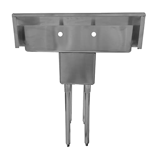 Image of AmGood Stainless Steel Prep & Utility Sink | 304 Stainless Steel | Restaurant, Kitchen, Laundry, Garage | NSF (Bowl Size: 10 inchx14 inchx10 inch + 10 inch 2 Drainboards)