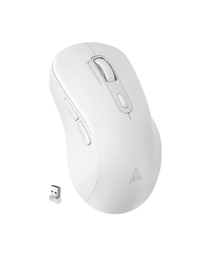 SOLAKAKA SM66 White Silent Wireless Mouse, Dual Mode(BT/2.4G) Computer Mouse for Laptop/PC/Mac