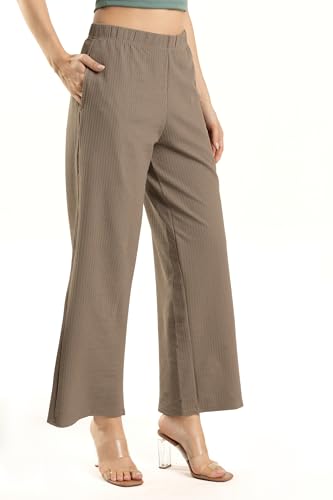 Image of Women's Cargo Pants - High Waist Flared Trouser | Trendy Casual Wear for Daily & Travel Use