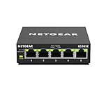 NETGEAR GS305E Managed Switch 5 Port Gigabit Ethernet LAN Switch Plus (Plug-and-Play, Netzwerk Switch Managed, IGMP Snooping, QoS, VLAN, lüfterlos, Robustes Metallgehäuse), Schwarz