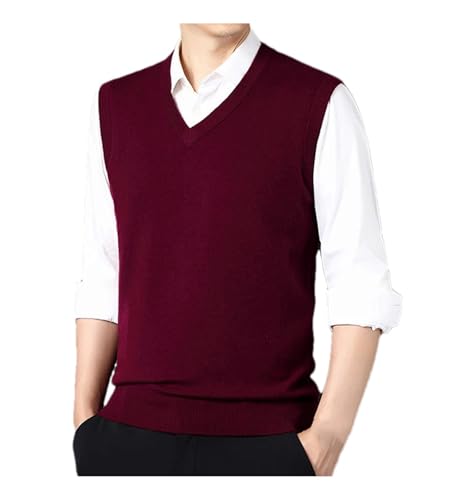 Mnjyihy Men Wool Knitted Sweater Vests Sleeveless V Neck Business Slim Fit Formal Pullover Vests