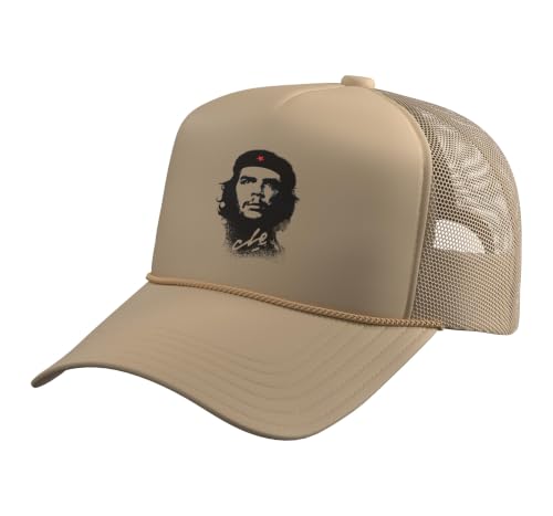 Che Guevara Hat Revolution Rebel Trucker Hat with Adjustable Mesh Back, Khaki