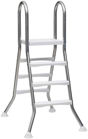 Heavy Duty 3/4 Step Pool Ladder for Above Ground Swimming Pools, Stainless Steel Frame, Non-Slip Steps, 250kg Load Capacity, Fits 33/43/52 Inch Pools, 43 Inch Height